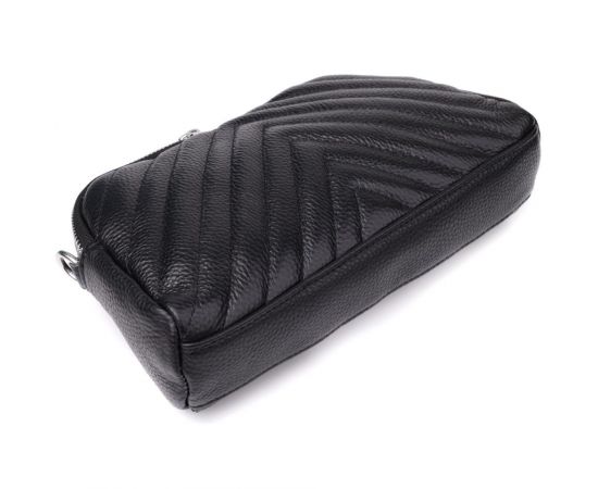 Придбати Сумка прошита треугольниками из натуральной кожи Vintage 22909 Черный, image , зображення 6, характеристики, відгуки