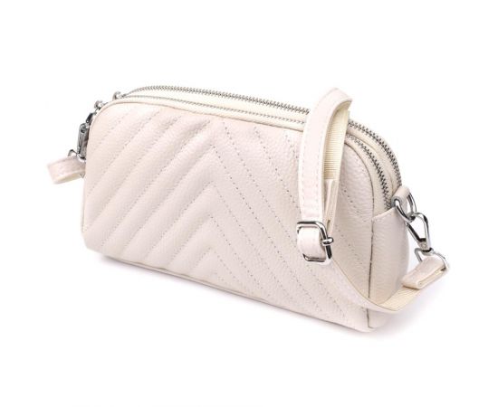 Купить Модная сумка прошита треугольниками из натуральной кожи Vintage 22910 Белый, фото , характеристики, отзывы