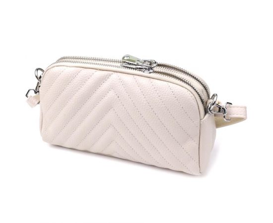 Купить Модная сумка прошита треугольниками из натуральной кожи Vintage 22910 Белый, фото , изображение 2, характеристики, отзывы