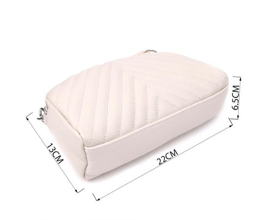 Купить Модная сумка прошита треугольниками из натуральной кожи Vintage 22910 Белый, фото , изображение 3, характеристики, отзывы