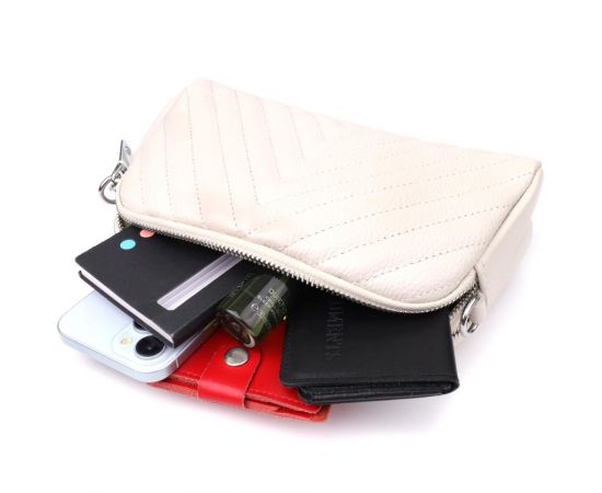 Купить Модная сумка прошита треугольниками из натуральной кожи Vintage 22910 Белый, фото , изображение 8, характеристики, отзывы