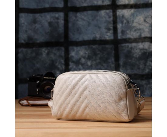 Купить Модная сумка прошита треугольниками из натуральной кожи Vintage 22910 Белый, фото , изображение 9, характеристики, отзывы