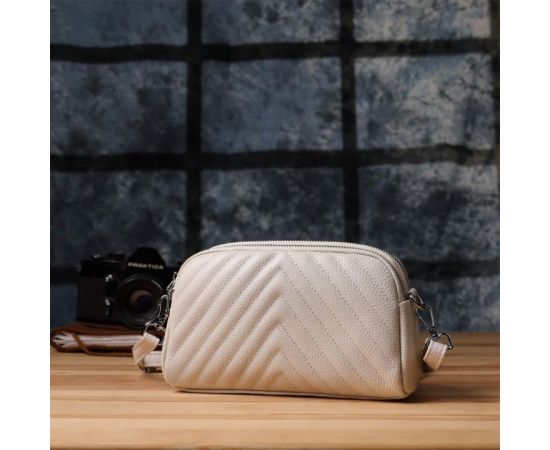 Купить Модная сумка прошита треугольниками из натуральной кожи Vintage 22910 Белый, фото , изображение 10, характеристики, отзывы