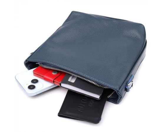 Купить Повседневная женская сумка на плечо из натуральной кожи Vintage 22911 Голубой, фото , изображение 8, характеристики, отзывы