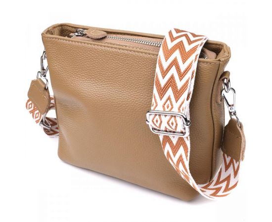 Придбати Женская кожаная сумка на плечо для повседневной носки Vintage 22912 Бежевый, image , характеристики, відгуки