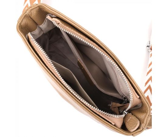 Придбати Женская кожаная сумка на плечо для повседневной носки Vintage 22912 Бежевый, image , зображення 6, характеристики, відгуки