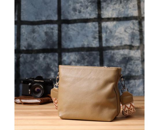 Придбати Женская кожаная сумка на плечо для повседневной носки Vintage 22912 Бежевый, image , зображення 9, характеристики, відгуки