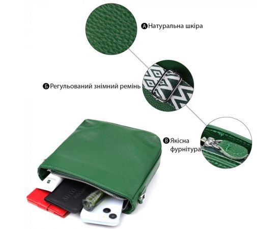 Купить Женская кожаная сумка на каждый день Vintage 22913 Зеленый, фото , изображение 4, характеристики, отзывы