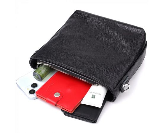 Купить Женская сумка на плечо из качественной натуральной кожи Vintage 22914 Черный, фото , изображение 8, характеристики, отзывы