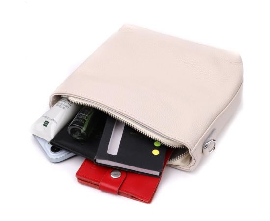 Купить Повседневная плечевая сумка из натуральной кожи Vintage 22915 Белый, фото , изображение 8, характеристики, отзывы