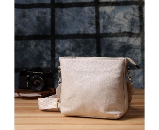 Купить Повседневная плечевая сумка из натуральной кожи Vintage 22915 Белый, фото , изображение 9, характеристики, отзывы