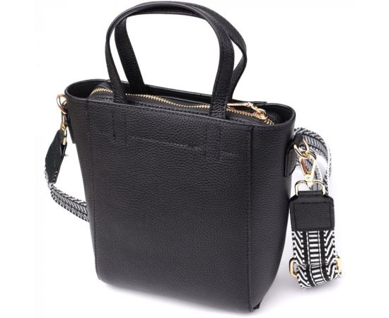 Придбати Трапециевидная сумка для женщин из натуральной кожи Vintage 22916 Черный, image , зображення 2, характеристики, відгуки