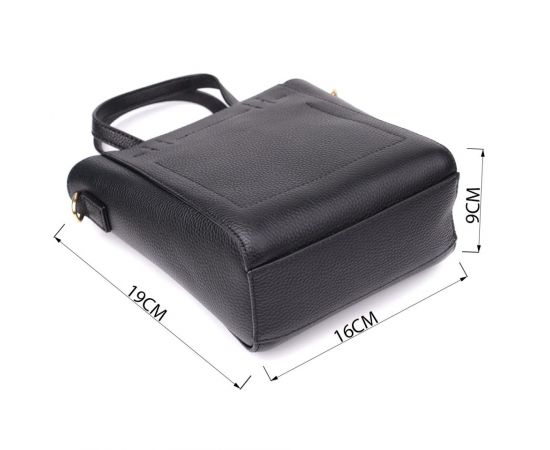 Придбати Трапециевидная сумка для женщин из натуральной кожи Vintage 22916 Черный, image , зображення 3, характеристики, відгуки