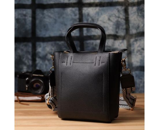 Придбати Трапециевидная сумка для женщин из натуральной кожи Vintage 22916 Черный, image , зображення 9, характеристики, відгуки