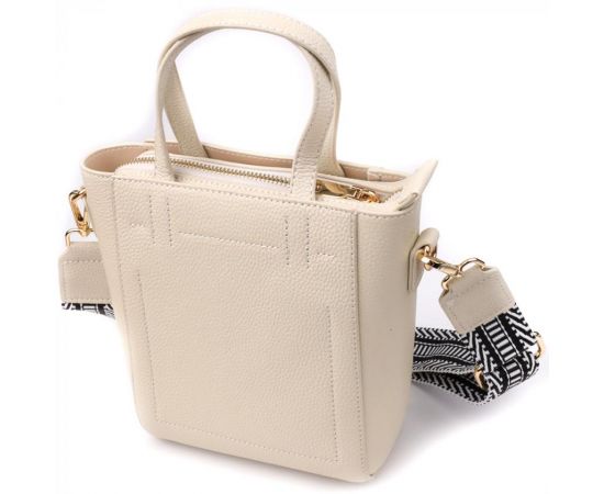 Купить Сумка для женщин из натуральной кожи с модным трапециевидным кроем Vintage 22917 Белый, фото , изображение 2, характеристики, отзывы