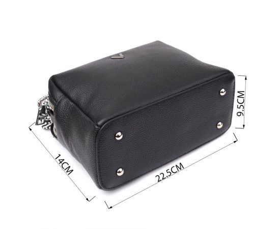 Купить Женская сумка на два отделения из натуральной кожи Vintage 22919 Черный, фото , изображение 3, характеристики, отзывы