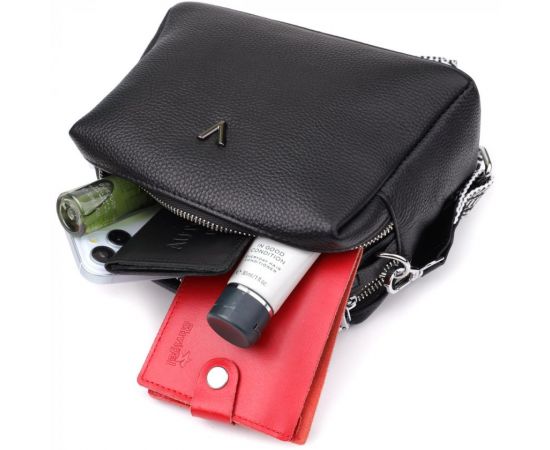 Купить Женская сумка на два отделения из натуральной кожи Vintage 22919 Черный, фото , изображение 8, характеристики, отзывы