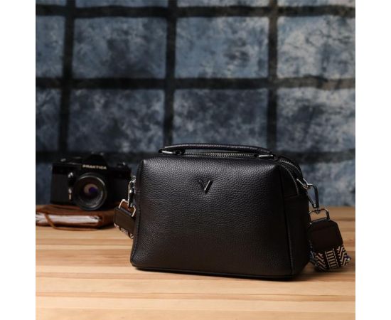 Купить Женская сумка на два отделения из натуральной кожи Vintage 22919 Черный, фото , изображение 9, характеристики, отзывы