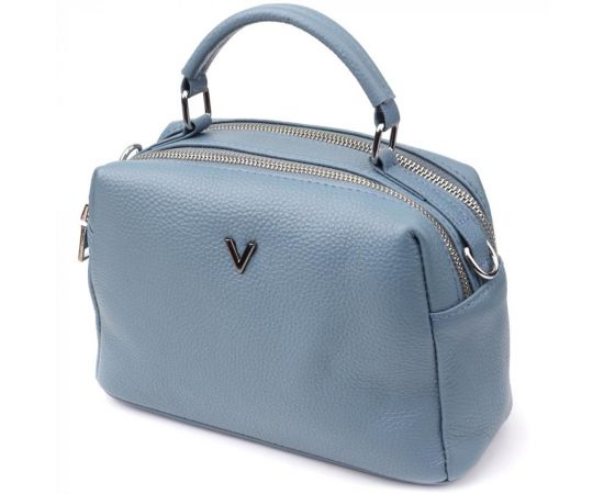 Придбати Женская сумка с двумя секциями из натуральной кожи Vintage 22920 Голубой, image , характеристики, відгуки