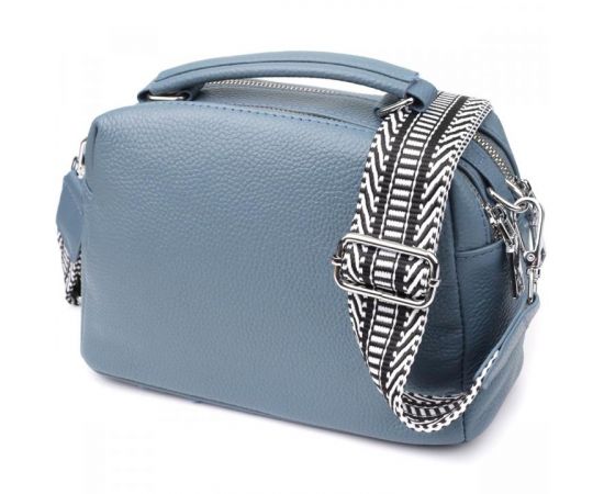 Придбати Женская сумка с двумя секциями из натуральной кожи Vintage 22920 Голубой, image , зображення 2, характеристики, відгуки