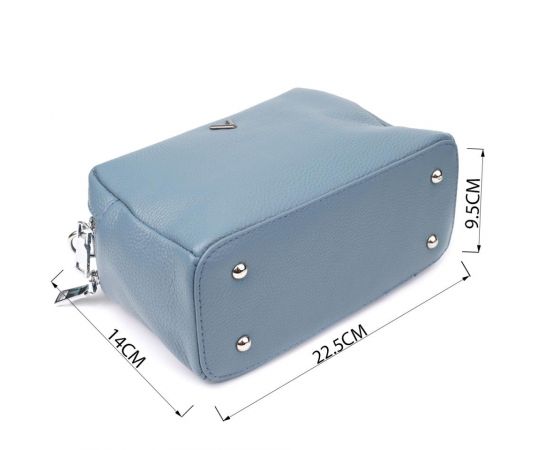 Придбати Женская сумка с двумя секциями из натуральной кожи Vintage 22920 Голубой, image , зображення 3, характеристики, відгуки