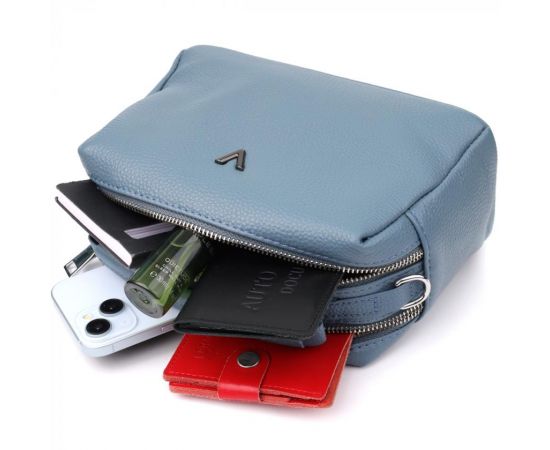 Придбати Женская сумка с двумя секциями из натуральной кожи Vintage 22920 Голубой, image , зображення 8, характеристики, відгуки