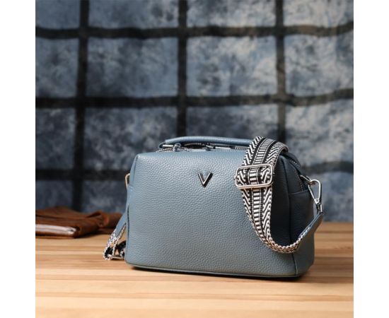 Придбати Женская сумка с двумя секциями из натуральной кожи Vintage 22920 Голубой, image , зображення 9, характеристики, відгуки