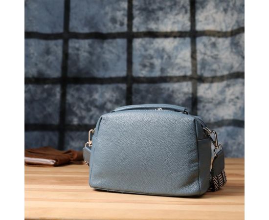 Придбати Женская сумка с двумя секциями из натуральной кожи Vintage 22920 Голубой, image , зображення 10, характеристики, відгуки