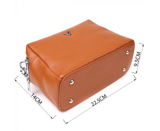 Купить Женская сумка из натуральной кожи с двойным внутренним пространством Vintage 22921 Рыжий, фото , изображение 3, характеристики, отзывы