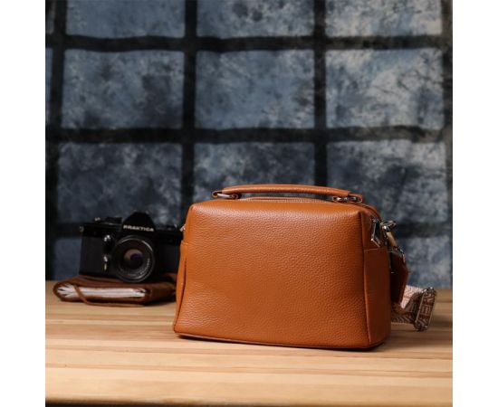 Купить Женская сумка из натуральной кожи с двойным внутренним пространством Vintage 22921 Рыжий, фото , изображение 10, характеристики, отзывы