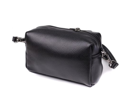 Придбати Модная женская сумка из натуральной кожи с актуальным декором Vintage 22922 Черный, image , зображення 2, характеристики, відгуки