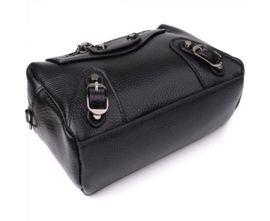 Придбати Модная женская сумка из натуральной кожи с актуальным декором Vintage 22922 Черный, image , зображення 6, характеристики, відгуки