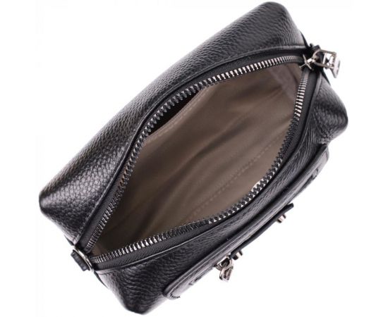 Придбати Модная женская сумка из натуральной кожи с актуальным декором Vintage 22922 Черный, image , зображення 7, характеристики, відгуки