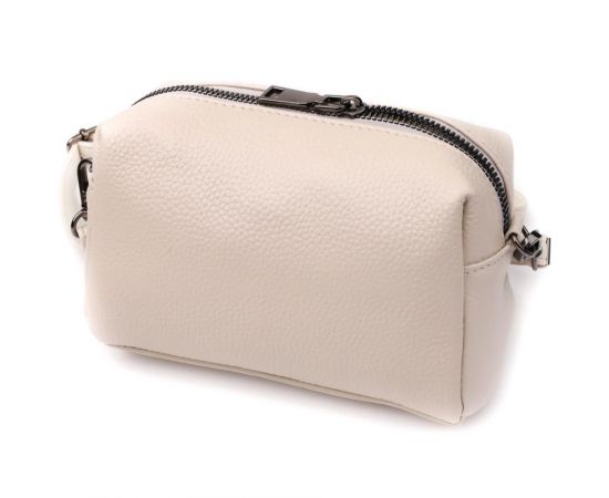 Придбати Компактная женская сумка с трендовым декором из натуральной кожи Vintage 22923 Белый, image , зображення 2, характеристики, відгуки