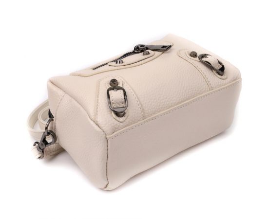 Придбати Компактная женская сумка с трендовым декором из натуральной кожи Vintage 22923 Белый, image , зображення 6, характеристики, відгуки