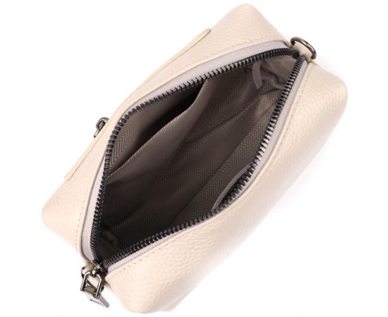 Придбати Компактная женская сумка с трендовым декором из натуральной кожи Vintage 22923 Белый, image , зображення 7, характеристики, відгуки