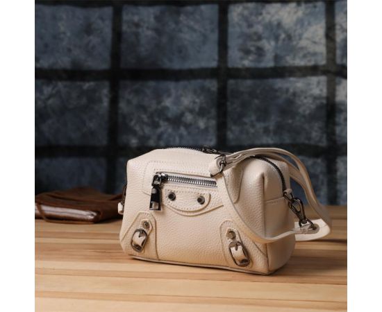 Придбати Компактная женская сумка с трендовым декором из натуральной кожи Vintage 22923 Белый, image , зображення 9, характеристики, відгуки