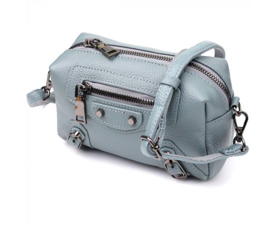 Купить Женская сумка из натуральной кожи с современным декором Vintage 22925 Голубой, фото , характеристики, отзывы