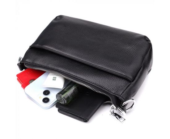 Придбати Женская сумка с двумя ремешками из натуральной кожи Vintage 22926 Черный, image , зображення 8, характеристики, відгуки