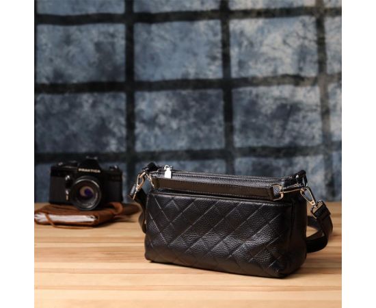 Придбати Женская сумка с двумя ремешками из натуральной кожи Vintage 22926 Черный, image , зображення 9, характеристики, відгуки