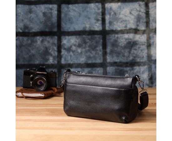 Придбати Женская сумка с двумя ремешками из натуральной кожи Vintage 22926 Черный, image , зображення 10, характеристики, відгуки