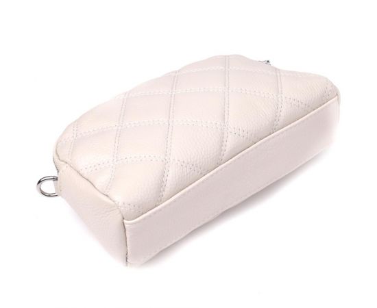 Придбати Модная женская сумка прошитая ромбами из натуральной кожи Vintage 22931 Белый, image , зображення 5, характеристики, відгуки