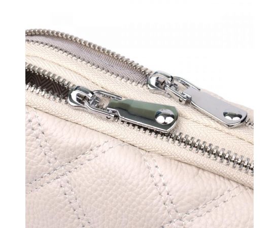 Придбати Модная женская сумка прошитая ромбами из натуральной кожи Vintage 22931 Белый, image , зображення 6, характеристики, відгуки