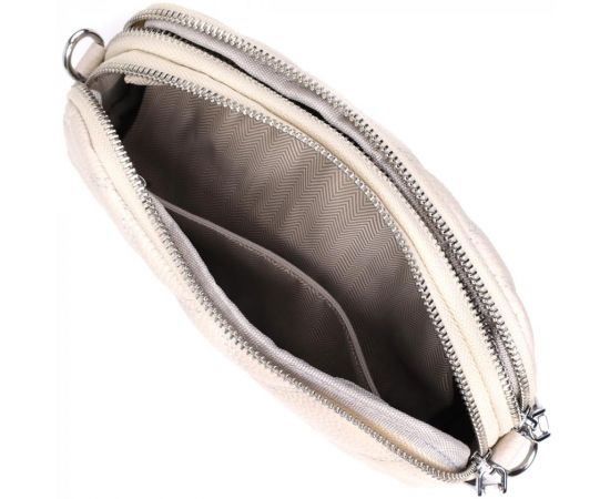 Придбати Модная женская сумка прошитая ромбами из натуральной кожи Vintage 22931 Белый, image , зображення 7, характеристики, відгуки