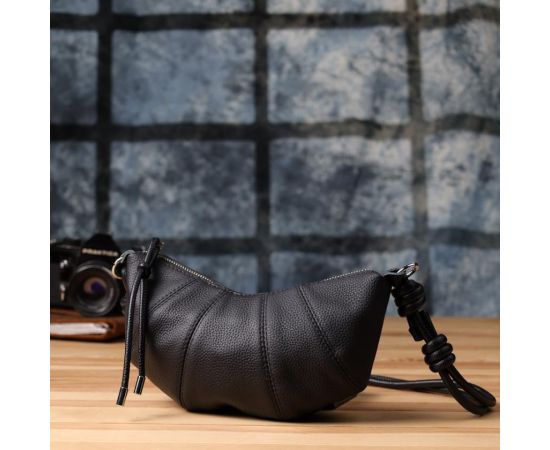Купить Женская полукруглая сумка из натуральной кожи Vintage 22932 Черный, фото , изображение 9, характеристики, отзывы