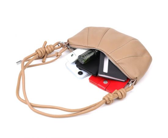 Придбати Женская полукруглая сумка из натуральной кожи Vintage 22933 Бежевый, image , зображення 8, характеристики, відгуки