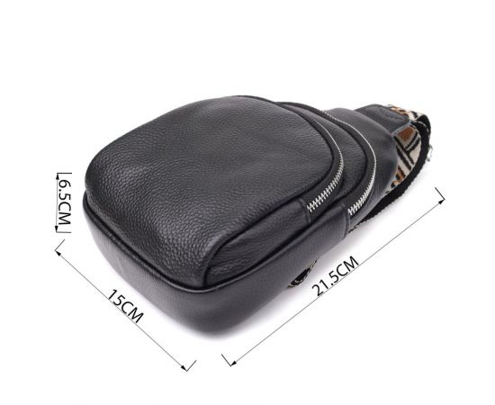 Придбати Женская сумка слинг из натуральной кожи Vintage 22935 Черный, image , зображення 3, характеристики, відгуки