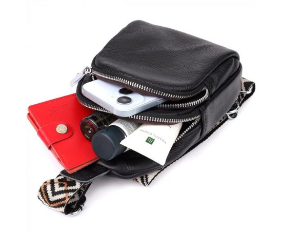 Придбати Женская сумка слинг из натуральной кожи Vintage 22935 Черный, image , зображення 8, характеристики, відгуки