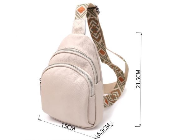 Придбати Сумка-слинг из натуральной кожи для женщин Vintage 22936 Белый, image , зображення 3, характеристики, відгуки