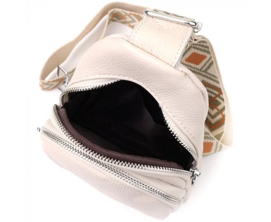 Придбати Сумка-слинг из натуральной кожи для женщин Vintage 22936 Белый, image , зображення 6, характеристики, відгуки